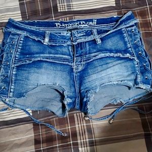 Platinum plush denim shorts size large